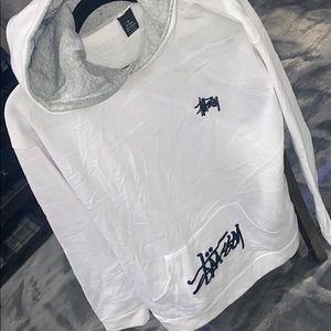 STUSSY LOGO WHITE HOODIE SWEATSHIRT HOODIE